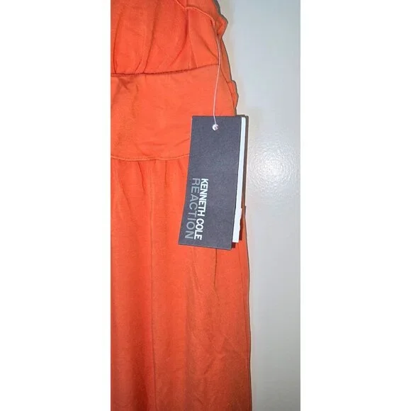 Kenneth Cole Reaction Orange Sleeveless Ruffled V-Neck Womens Dress - Picture 3 of 5